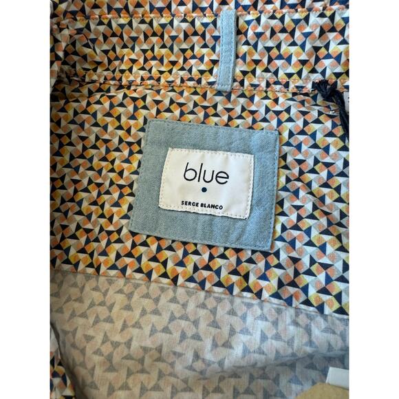 NEW SERGE BLANCO blue Chemise Machnes Ochre Button Down 2XL - Picture 8 of 8